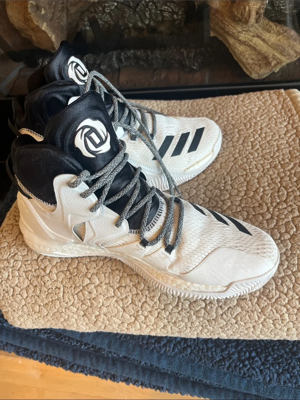 Adidas  D Rose Men’s High-Top Basketball Shoes - White & Black